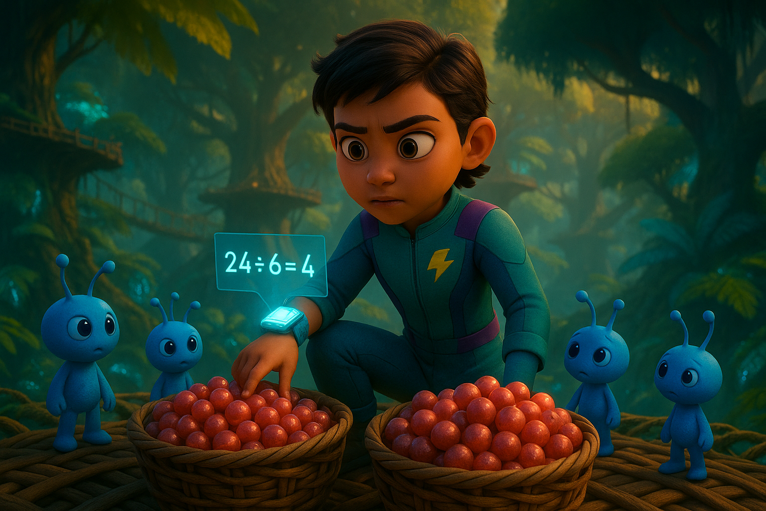 Blaze inspecting the harvest baskets